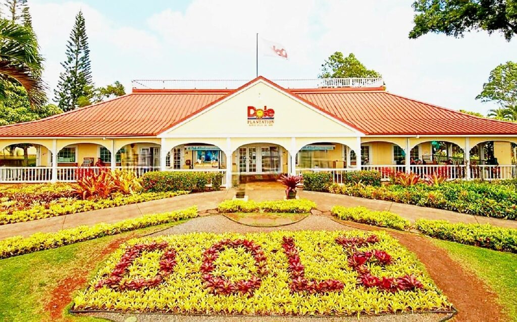 The Dole Plantation visitor center and flower garden in central Oahu