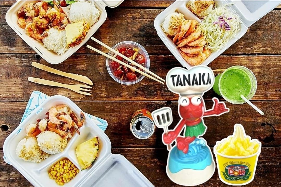 Tanaka Kahuku shrimp trucks North Shore Oahu lunch