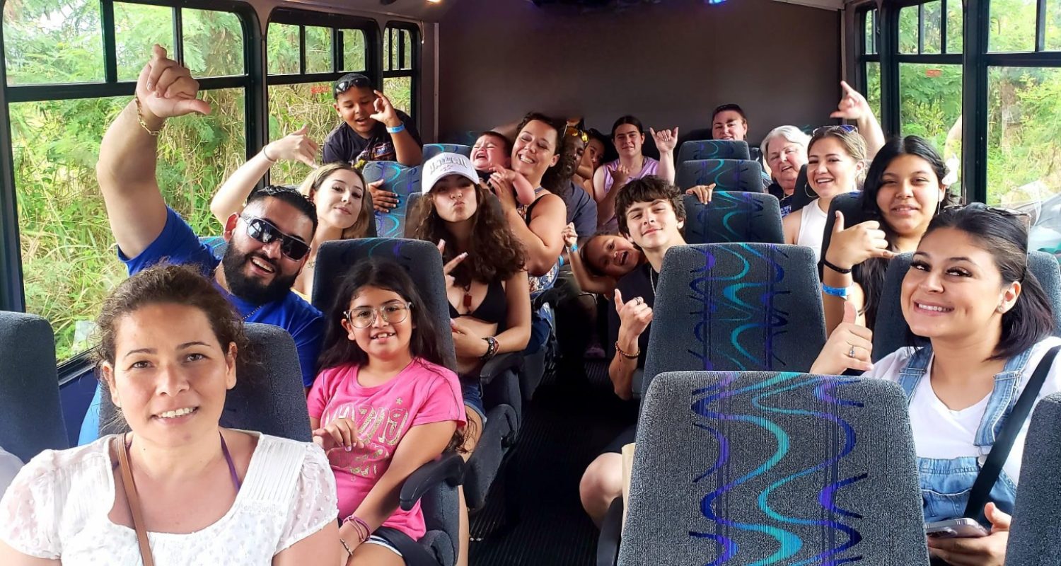 Guests on board an Aloha Fantasy Tours circle island tour